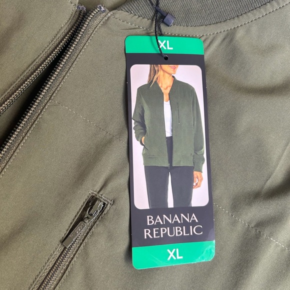 NWT Banana Republic Olive Green Bomber Jacket. Has Stretch. Size XL. - Picture 3 of 9